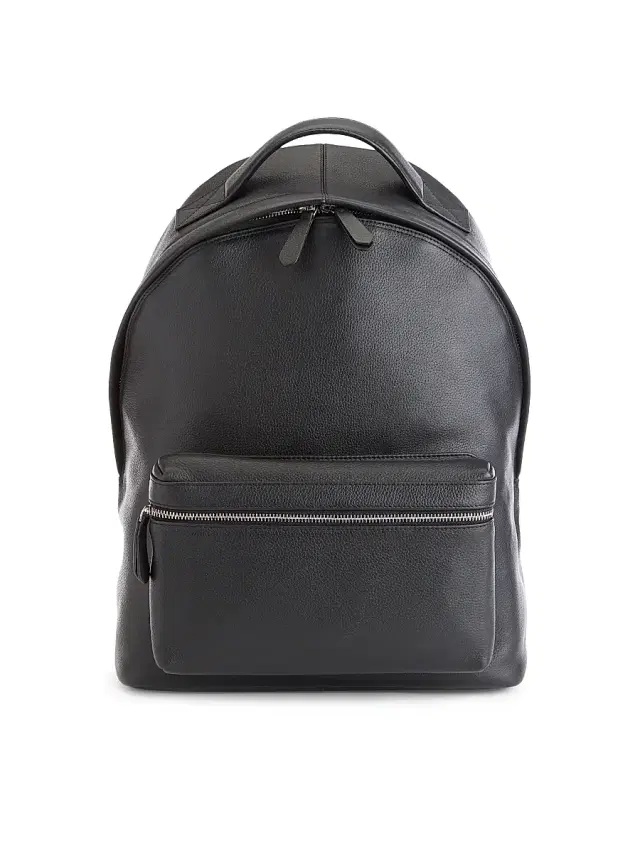 Royce New York Men's Pebbled Leather Laptop Backpack - Black