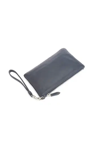 Royce New York Men's Leather Wristlet - Navy Blue | Thumbnail 2 Royce New York Men's Leather Wristlet - Navy Blue | Thumbnail 2