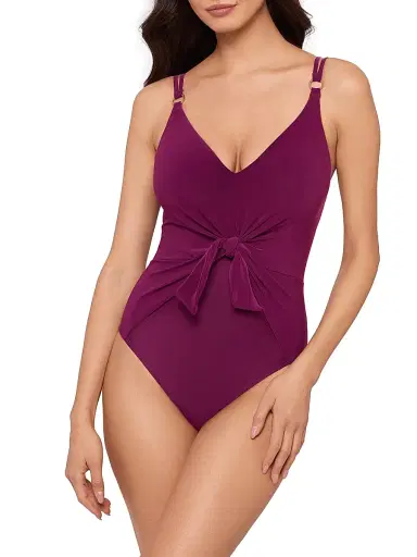 Magicsuit Women's Obi One Saki Tie-Waist One-Piece Swimsuit - Boysenberry - Size 16 | Thumbnail 2