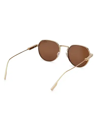 Zegna Men's 52MM Round Sunglasses - Light Gold Amber Brown | Thumbnail 4