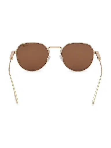 Zegna Men's 52MM Round Sunglasses - Light Gold Amber Brown | Thumbnail 5