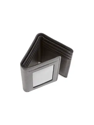 Royce New York Tri-Fold Leather Wallet - Black | Thumbnail 2