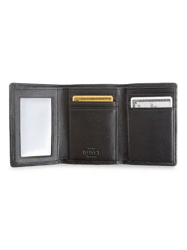 Royce New York Tri-Fold Leather Wallet - Black | Thumbnail 3