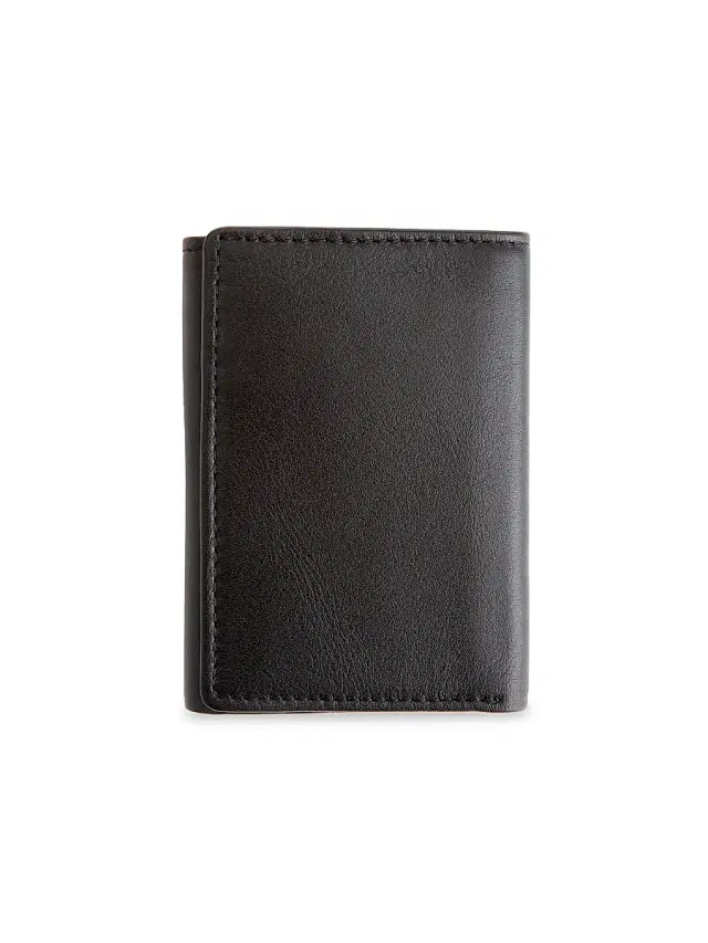 Royce New York Tri-Fold Leather Wallet - Black