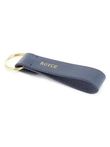 Royce New York Royce New York Minimalist Leather Key Fob - Navy Blue | Thumbnail 2