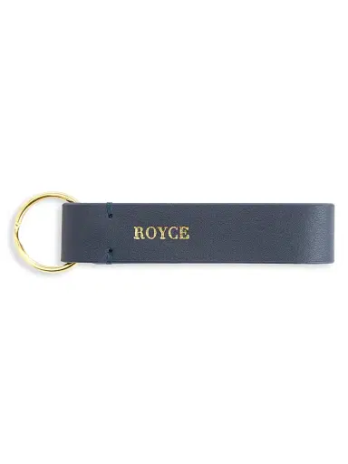 Royce New York Royce New York Minimalist Leather Key Fob - Navy Blue | Thumbnail 1