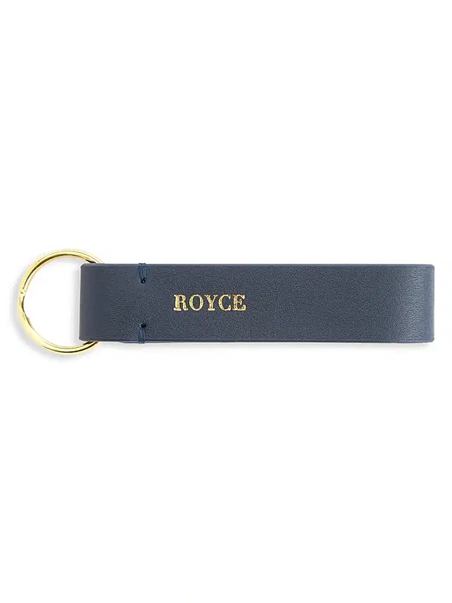 Royce New York Minimalist Leather Key Fob - Navy Blue