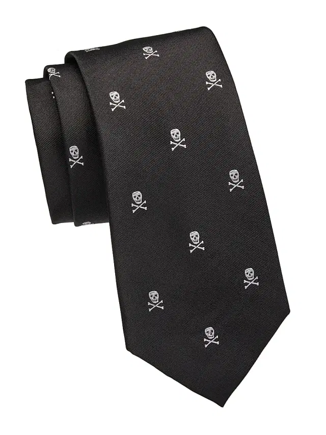 Men's Skull Crossbones Silk Tie - Black Men's Skull Crossbones Silk Tie - Black