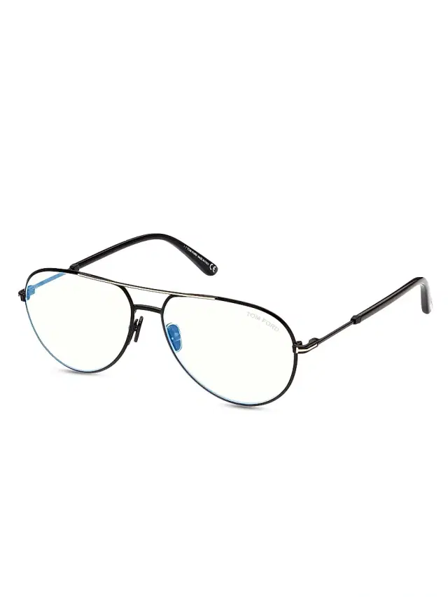 TOM FORD Men's 55MM Aviator Blue Block Glasses - Black Blue