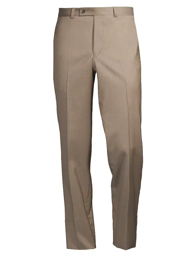 Men's COLLECTION Oslo Basic Wool Pants - Beige