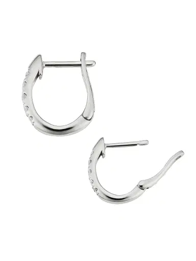 Oradina Women's 14K White Gold Regal Diamond Huggies - White Gold | Thumbnail 2 Oradina Women's 14K White Gold Regal Diamond Huggies - White Gold | Thumbnail 2