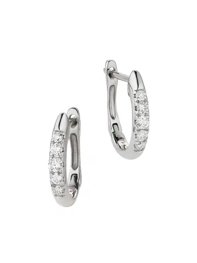 Oradina Women's 14K White Gold Regal Diamond Huggies - White Gold | Thumbnail 1 Oradina Women's 14K White Gold Regal Diamond Huggies - White Gold | Thumbnail 1