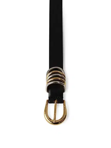 Déhanche Women's Hollyhock Mixed Metal Leather Belt - Black Silver Gold - Size XL | Thumbnail 2 Déhanche Women's Hollyhock Mixed Metal Leather Belt - Black Silver Gold - Size XL | Thumbnail 2