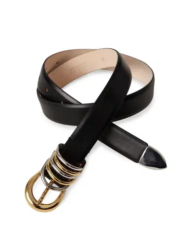 Déhanche Women's Hollyhock Mixed Metal Leather Belt - Black Silver Gold - Size XL | Thumbnail 3 Déhanche Women's Hollyhock Mixed Metal Leather Belt - Black Silver Gold - Size XL | Thumbnail 3