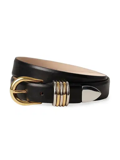 Déhanche Women's Hollyhock Mixed Metal Leather Belt - Black Silver Gold - Size XL | Thumbnail 4 Déhanche Women's Hollyhock Mixed Metal Leather Belt - Black Silver Gold - Size XL | Thumbnail 4