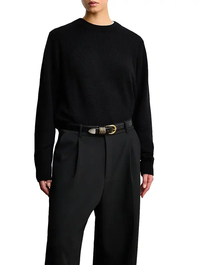 Déhanche Women's Hollyhock Mixed Metal Leather Belt - Black Silver Gold