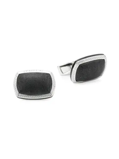Tateossian Men's Signature Pillow Onyx & Sterling Silver Cushion Cufflinks | Thumbnail 1