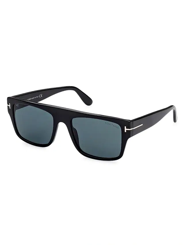 Men's Dunning-02 55MM Rectangular Sunglasses - Shiny Black