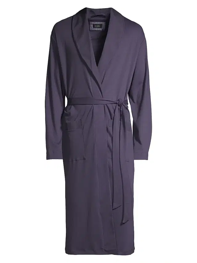 Hanro Night And Day Long Sleeve Robe - Black Iris