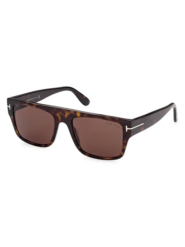 Men's Dunning-02 55MM Rectangular Sunglasses - Shiny Brown
