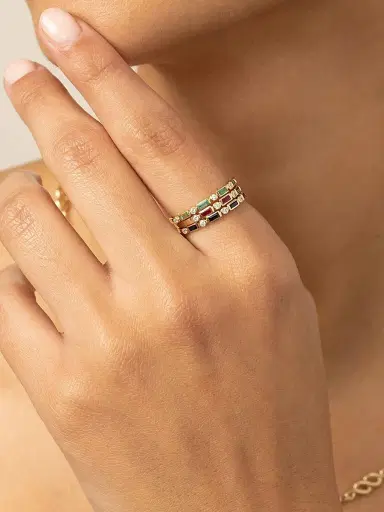Oradina Women's 14K Yellow Gold Crown Jewels Emerald Diamond Ring - Yellow Gold | Thumbnail 4 Oradina Women's 14K Yellow Gold Crown Jewels Emerald Diamond Ring - Yellow Gold | Thumbnail 4