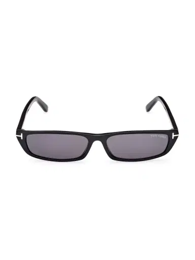 TOM FORD Men's 59MM Rectangular Sunglasses - Shiny Black Smoke | Thumbnail 5