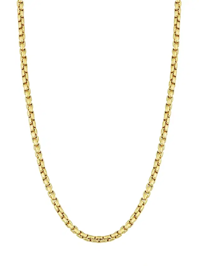 Men's 14K Yellow Solid Gold Round Bodega Box Chain - Yellow Gold