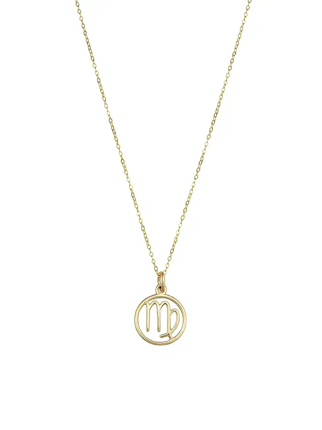 Women's 14K Yellow Solid Gold Zodiac Pendant Necklace - Virgo