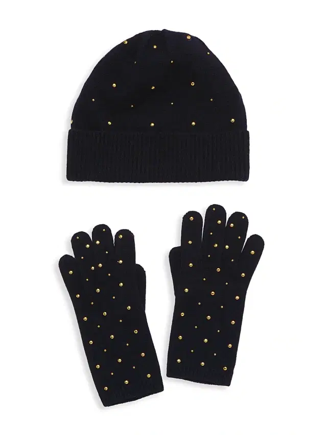 Saks Fifth Avenue Women's COLLECTION Studded Wool-Blend 2-Piece Gift Set - Navy