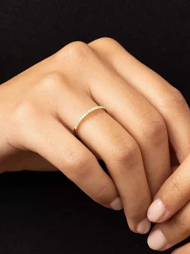 Oradina Women's 14K Yellow Gold The Regal Diamond Stack Ring - Yellow Gold | Thumbnail 4