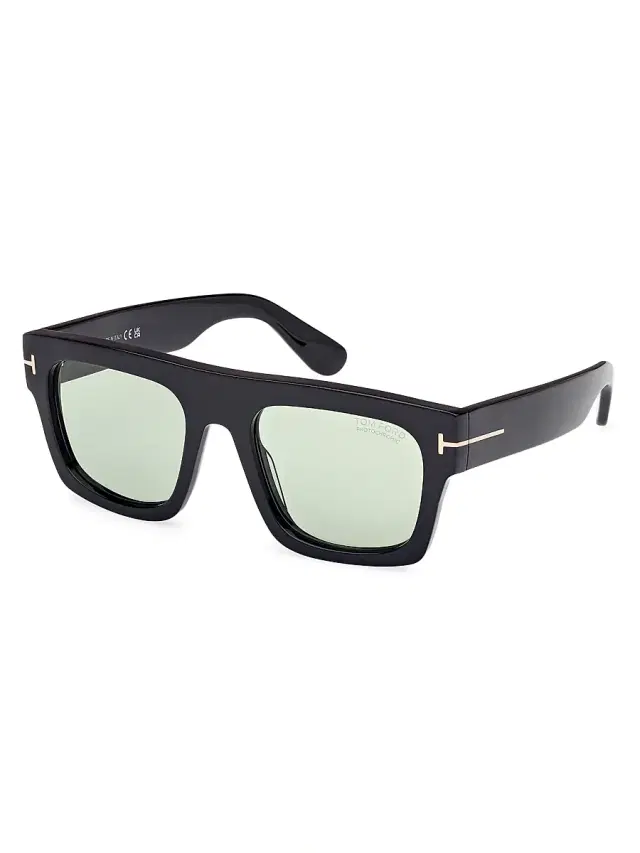 TOM FORD Men's Fausto 53MM Square Sunglasses - Shiny Black