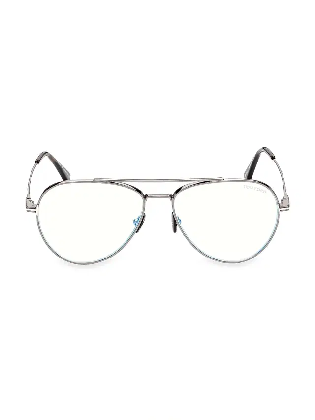 Men's 56MM Aviator Blue Filter Glasses - Dark Gunmetal Men's 56MM Aviator Blue Filter Glasses - Dark Gunmetal