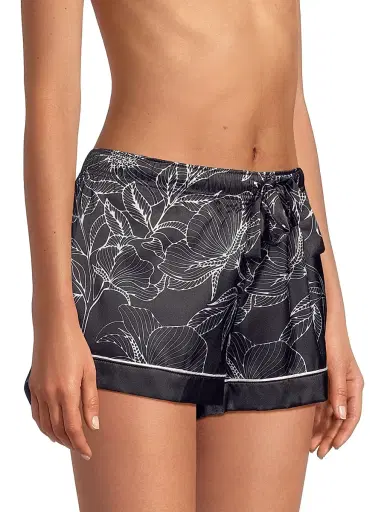 Averie Women's Leaf Print Short Pajama Set - Black - Size Large | Thumbnail 4