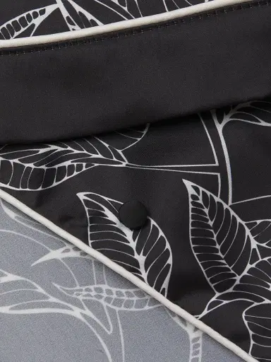 Averie Women's Leaf Print Short Pajama Set - Black - Size Large | Thumbnail 6