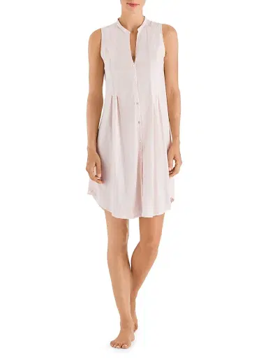 Hanro Women's Cotton Deluxe Button-Front Tank Gown - Blue Glow - Size XL | Thumbnail 2
