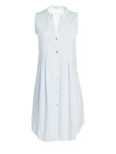 Hanro Women's Cotton Deluxe Button-Front Tank Gown - Blue Glow - Size XL | Thumbnail 5