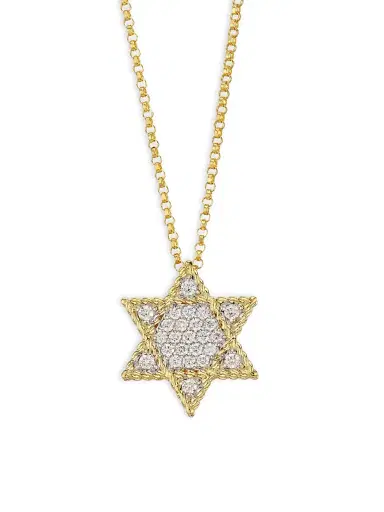 Roberto Coin Women's Princess Diamond & 18K Yellow Gold Star Of David Necklace - Yellow Gold | Thumbnail 1