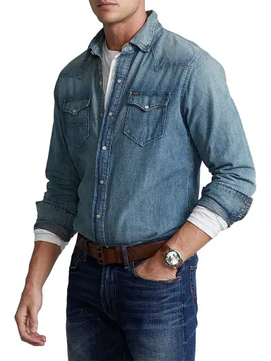 Polo Ralph Lauren Men's Icon Western Denim Shirt - Western | Thumbnail 3 Polo Ralph Lauren Men's Icon Western Denim Shirt - Western | Thumbnail 3