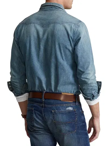 Polo Ralph Lauren Men's Icon Western Denim Shirt - Western | Thumbnail 4 Polo Ralph Lauren Men's Icon Western Denim Shirt - Western | Thumbnail 4