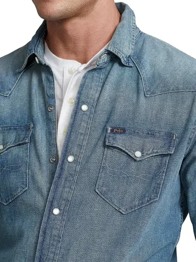 Polo Ralph Lauren Men's Icon Western Denim Shirt - Western | Thumbnail 5 Polo Ralph Lauren Men's Icon Western Denim Shirt - Western | Thumbnail 5