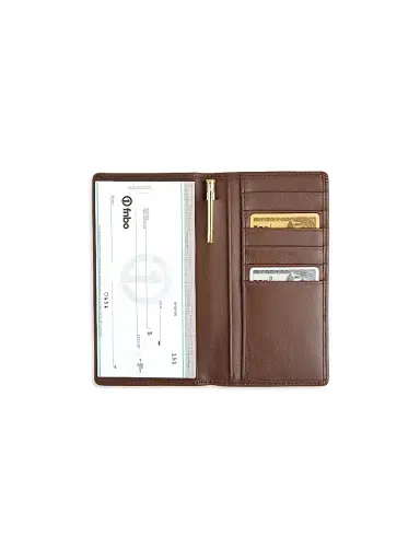 Royce New York Men's Leather Checkbook Wallet - Brown | Thumbnail 2