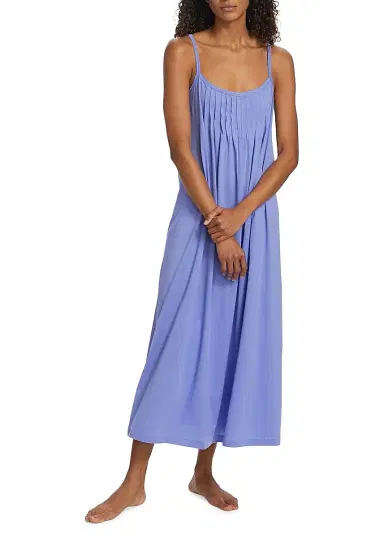 Hanro Women's Juliet Pleated Cotton Long Chemise - White - Size Large | Thumbnail 2 Hanro Women's Juliet Pleated Cotton Long Chemise - White - Size Large | Thumbnail 2