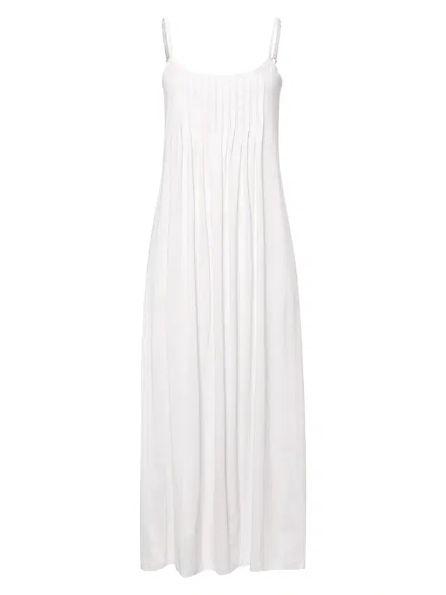 Hanro Women's Juliet Pleated Cotton Long Chemise - White