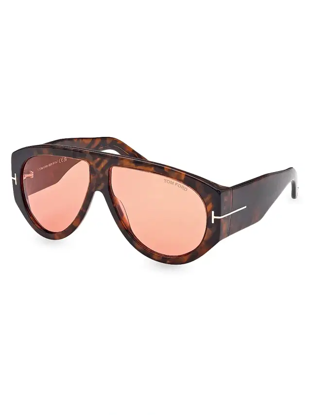 Tom Ford Men's Bronson 61MM Aviator Acetate Sunglasses - Havana Orange