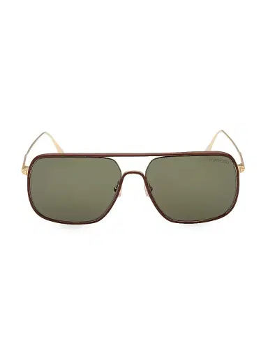 Tom Ford Men's 59MM Pilot Metal Sunglasses - Pale Gold | Thumbnail 2