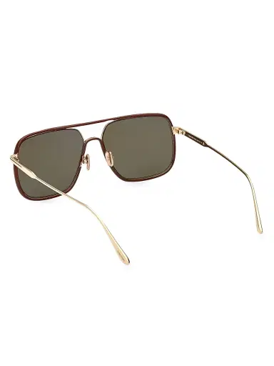 Tom Ford Men's 59MM Pilot Metal Sunglasses - Pale Gold | Thumbnail 4
