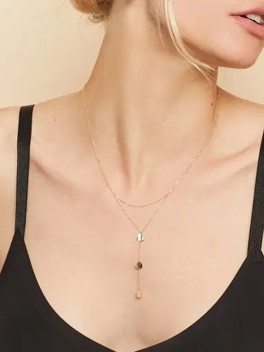 Oradina Women's 14K Yellow Solid Gold Botticelli Drop Necklace - Yellow Gold | Thumbnail 3 Oradina Women's 14K Yellow Solid Gold Botticelli Drop Necklace - Yellow Gold | Thumbnail 3