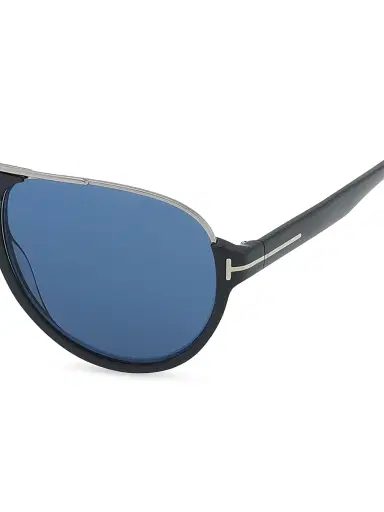 Tom Ford Men's 59MM Dimitry Pilot Sunglasses - Shiny Grey Blue | Thumbnail 3 Tom Ford Men's 59MM Dimitry Pilot Sunglasses - Shiny Grey Blue | Thumbnail 3