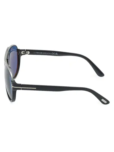 Tom Ford Men's 59MM Dimitry Pilot Sunglasses - Shiny Grey Blue | Thumbnail 4 Tom Ford Men's 59MM Dimitry Pilot Sunglasses - Shiny Grey Blue | Thumbnail 4