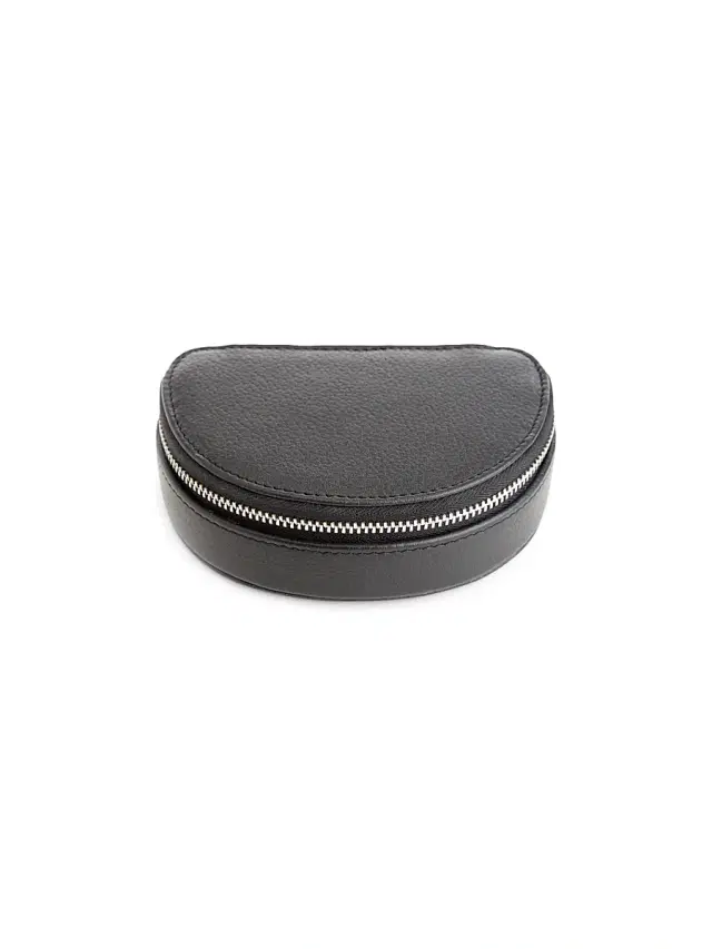 Royce New York Leather Compact Jewelry Case - Black